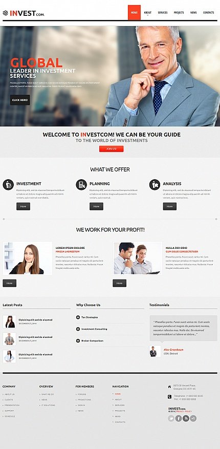 White & Grey Moto CMS HTML Template by Sawyer Site Templates TMT