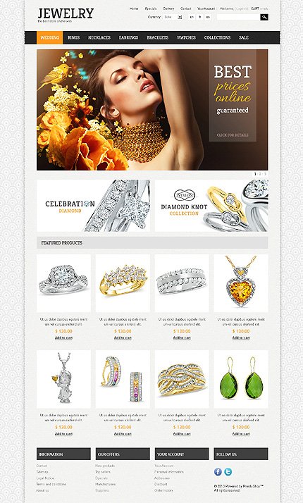White Jewelry osCommerce Theme by Di TMT