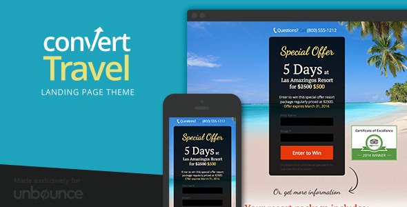 Convert-Travel Unbounce Landing Page
 FXTheme