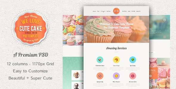 Cute Cake - One Page PSD Template
 FXTheme