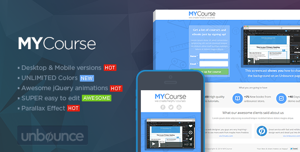 MYCourse - Unbounce eCourse Landing page Template
 FXTheme