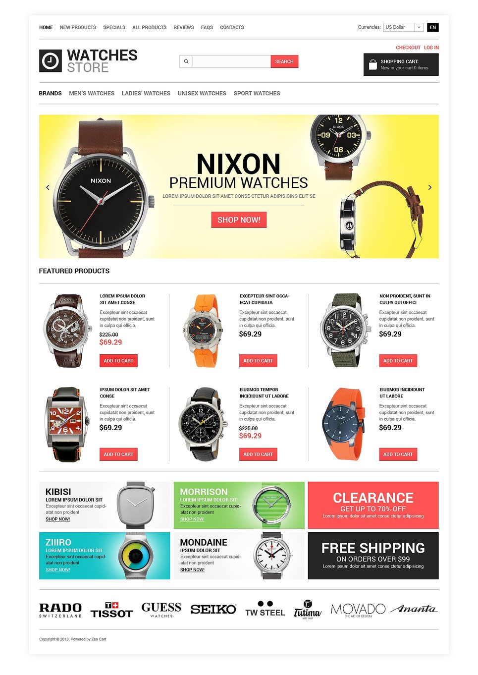 Watches ZenCart Template TMT