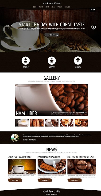 White & Black Coffee Shop Joomla Template by Jade TMT