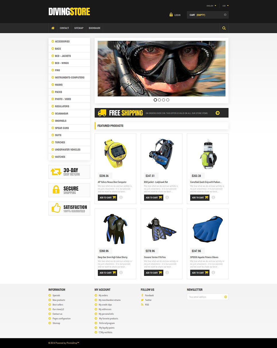 Diving Responsive PrestaShop Theme TMT