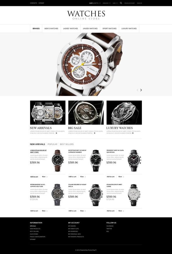 Watches Responsive PrestaShop Theme TMT