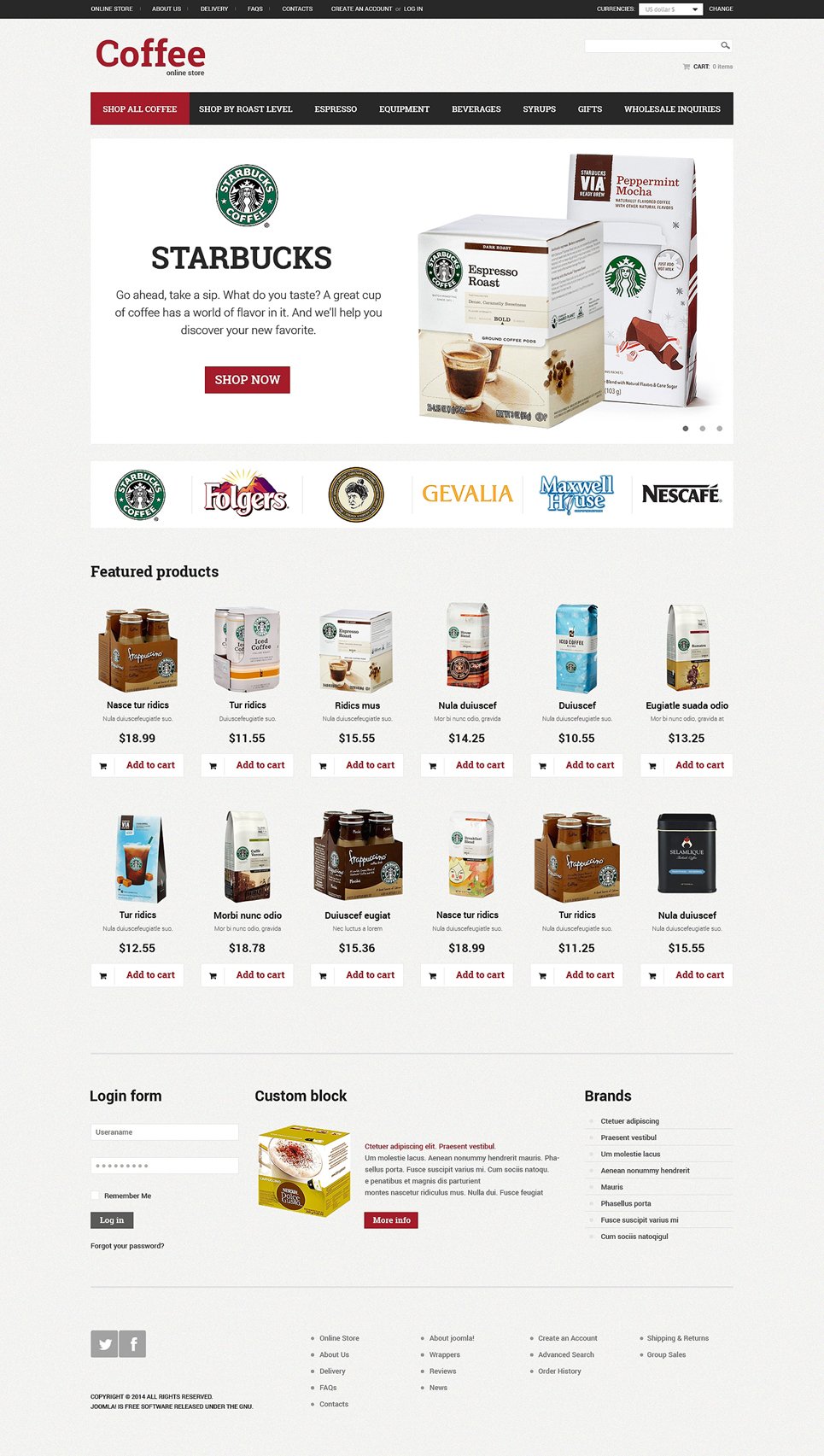 Coffee Shop VirtueMart Template TMT