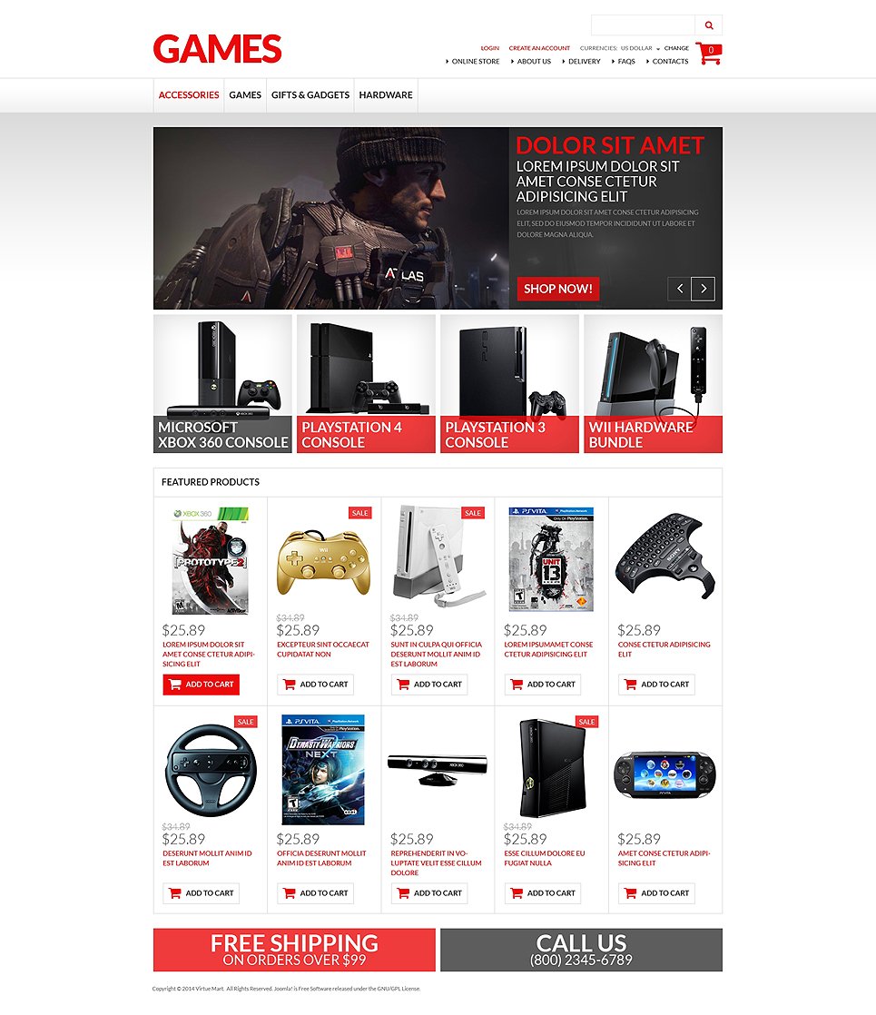 Games VirtueMart Template TMT