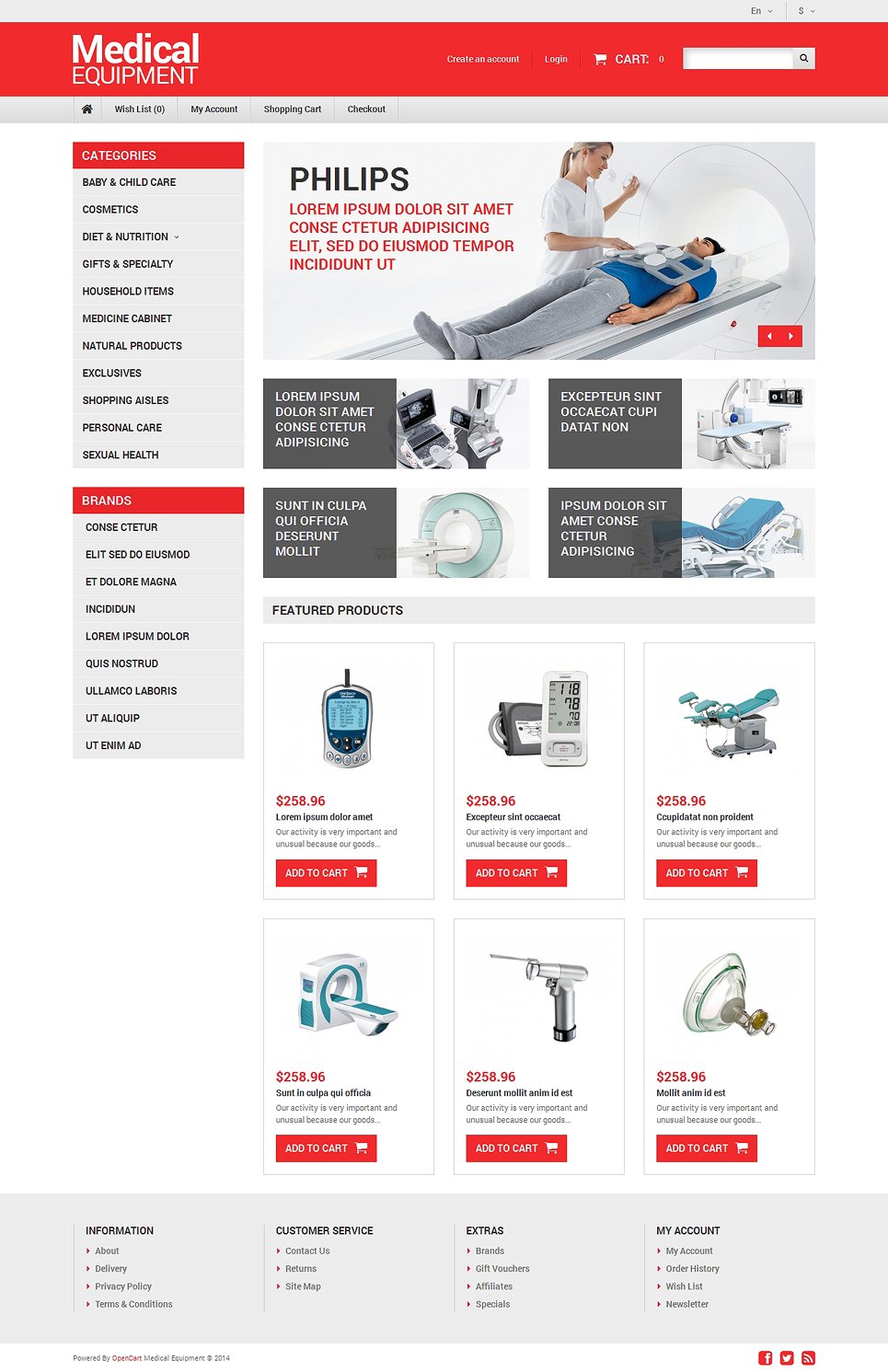 Medical Equipment Responsive OpenCart Template TMT