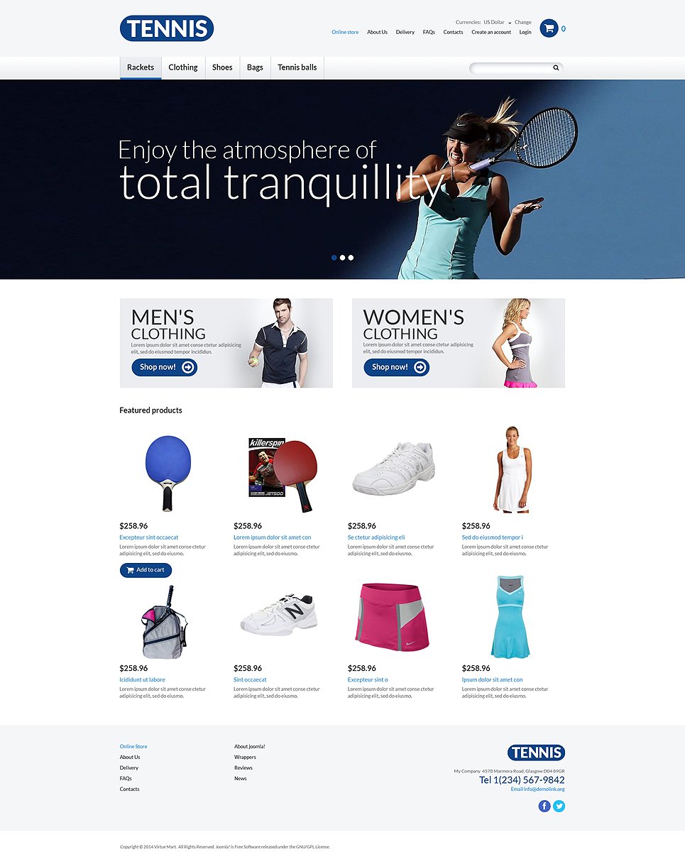 Tennis VirtueMart Template TMT