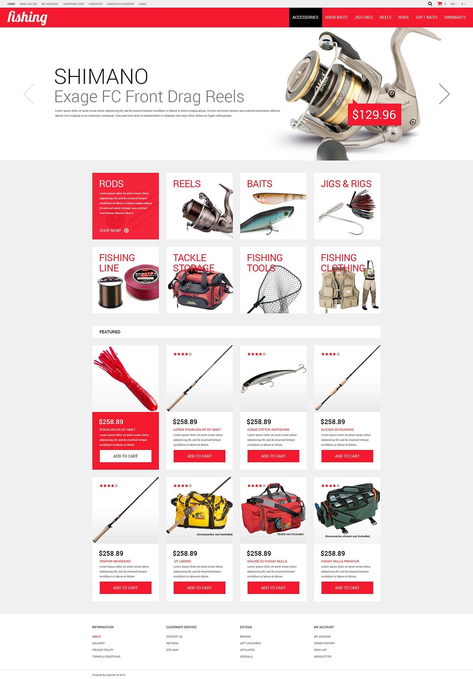 Fishing Shop OpenCart Template TMT