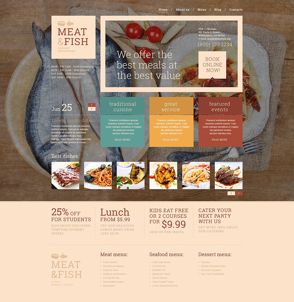 Meat Fish Restaurant WordPress Theme TMT
