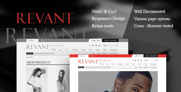 Revant Magazine HTML5 template
 TFx SiteTemplates