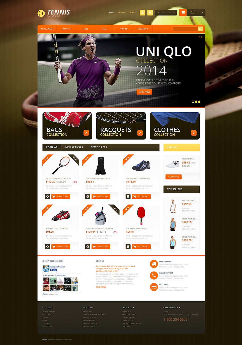 Tennis Responsive PrestaShop Theme TMT
