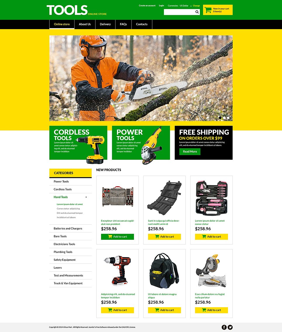 Tools & Equipment VirtueMart Template TMT