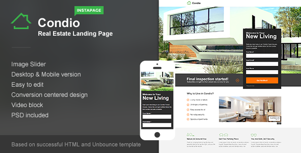 Condio - Real Estate Landing Page for Instapage
 TFx