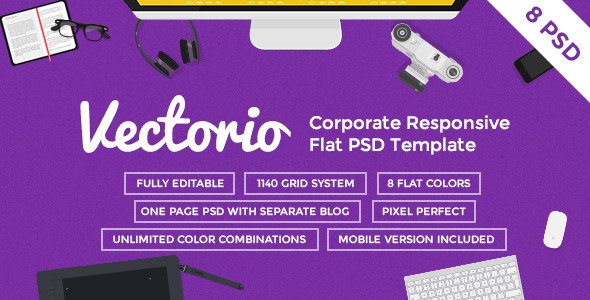 Vectorio - Corporate Responsive Flat PSD Template
 TFx