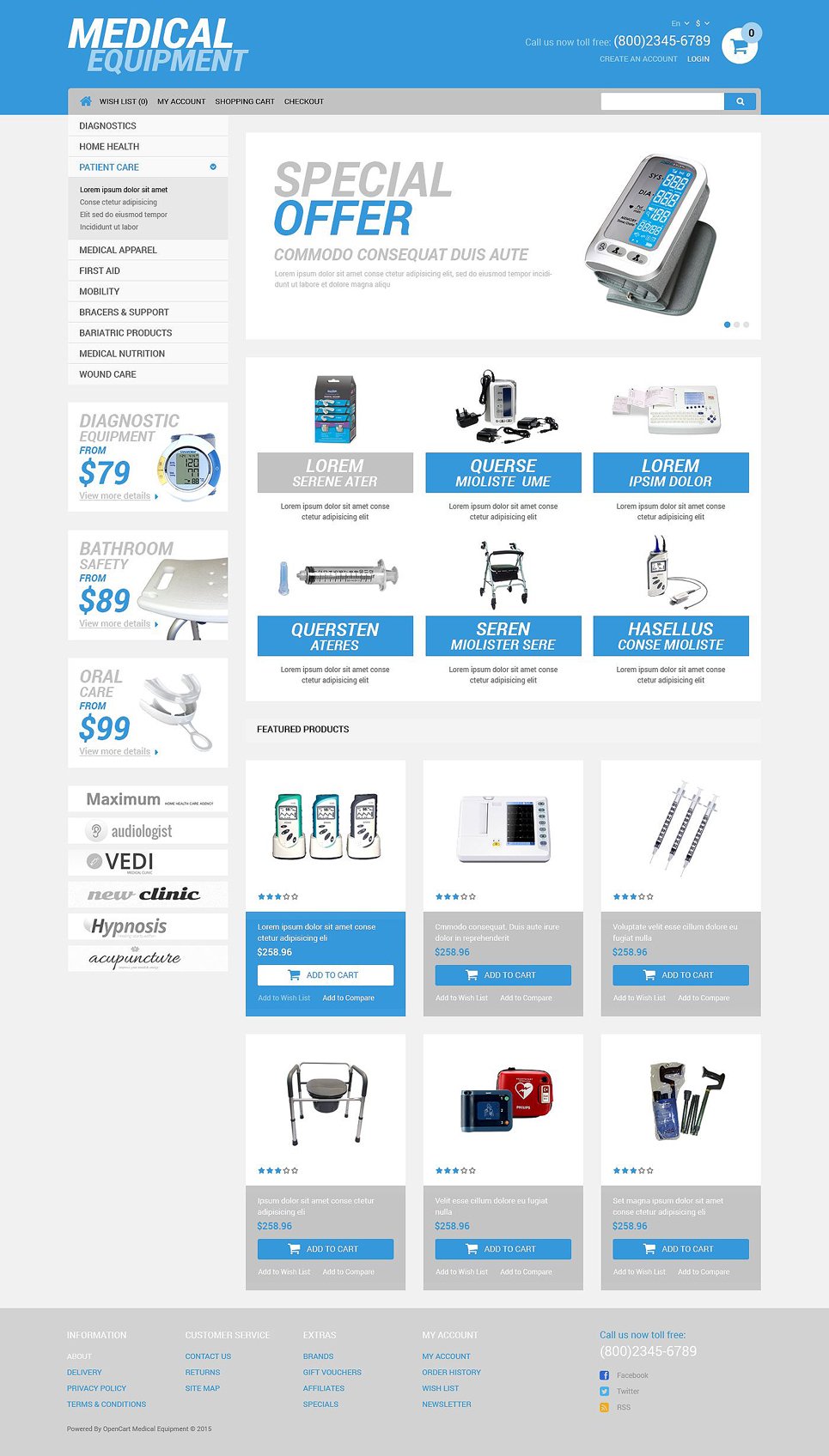 Medical Equipment Responsive OpenCart Template TMT