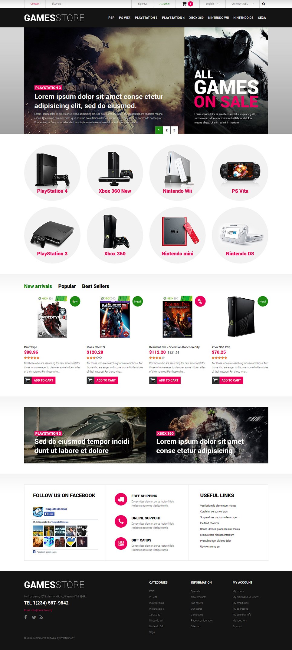 Video Games Consoles PrestaShop Theme TMT