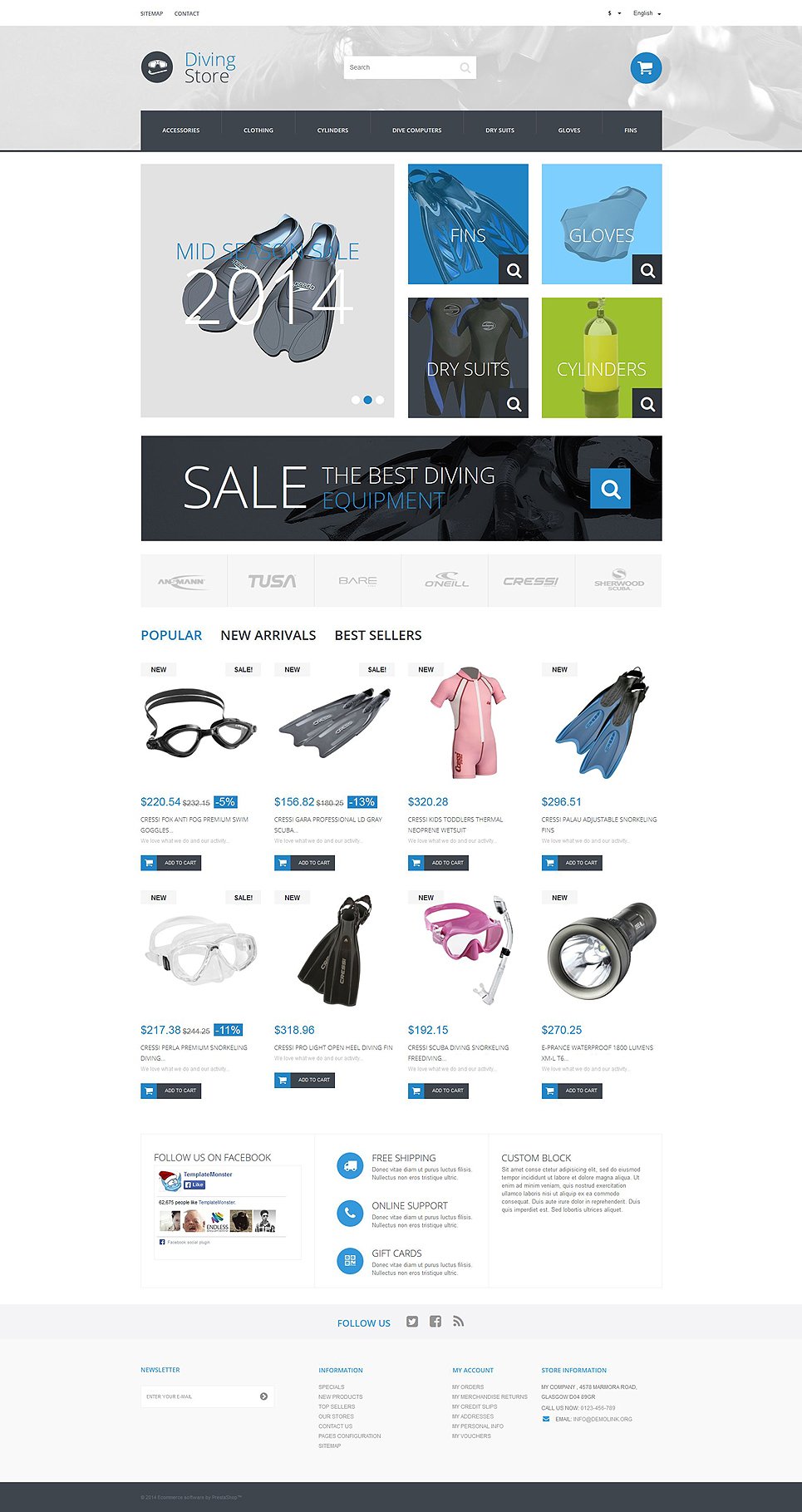 Diving Responsive PrestaShop Theme TMT