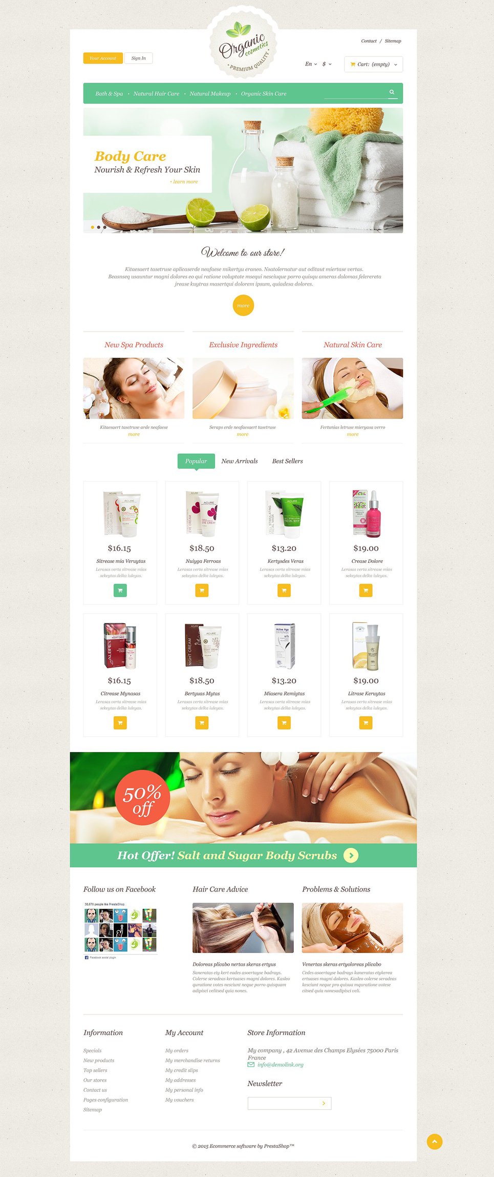 Organic Skin Care PrestaShop Theme TMT