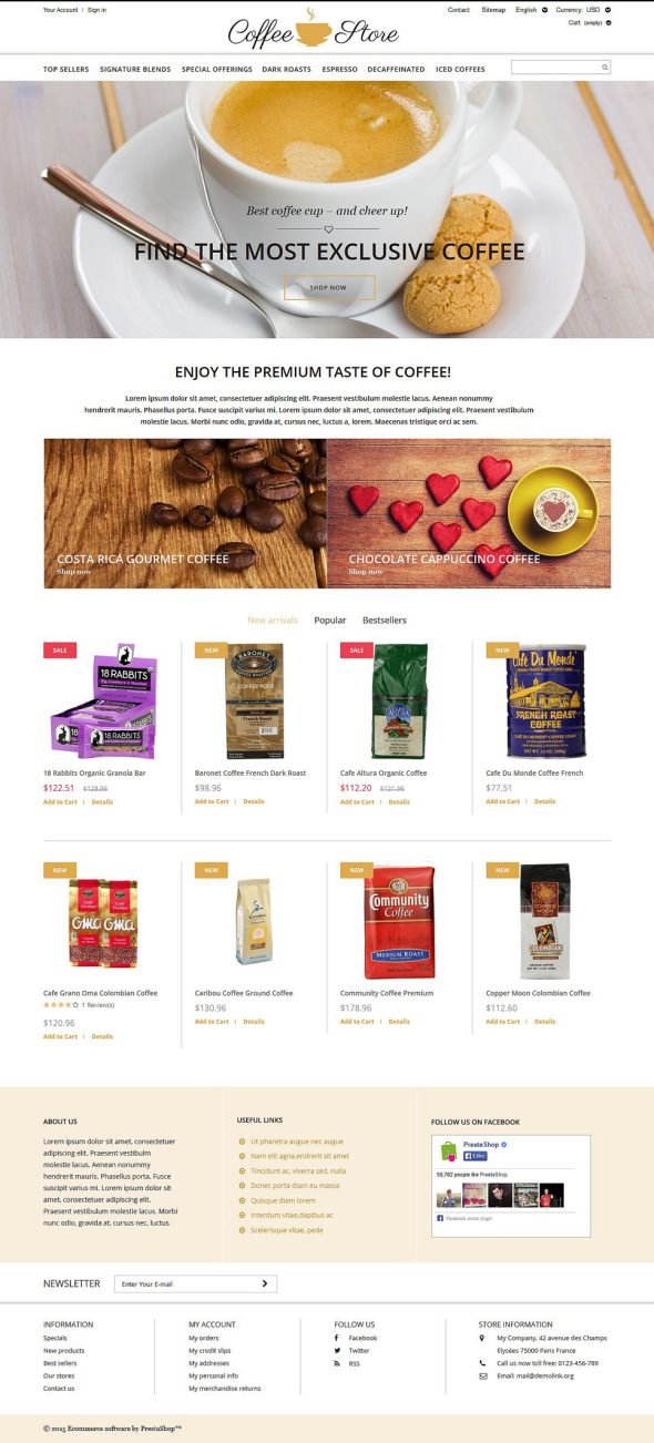 Coffee Shop PrestaShop Theme TMT