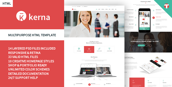 Kerna - Responsive Multi-Purpose HTML Template 
 TFx