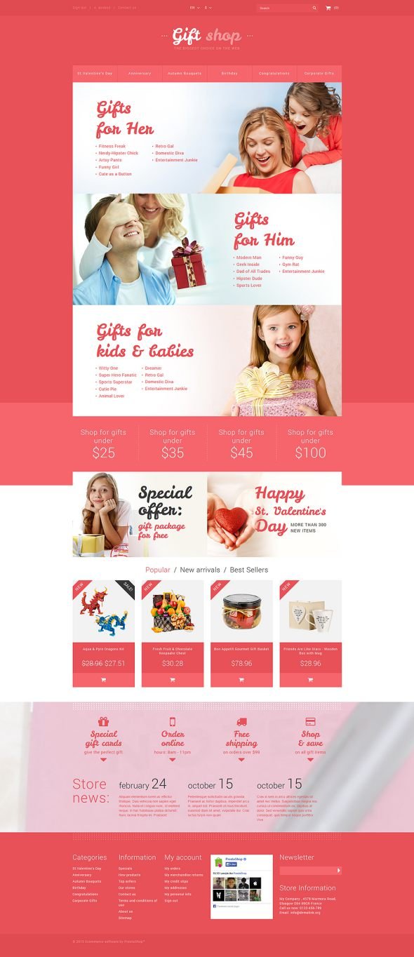 Online Gifts Shop PrestaShop Theme TMT