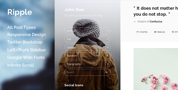 Ripple - Content Focus Tumblr Theme
 TFx