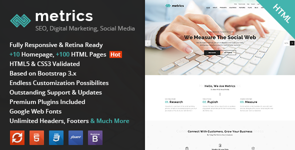 Metrics - SEO, Digital Marketing, Social Media HTML Template
           TFx