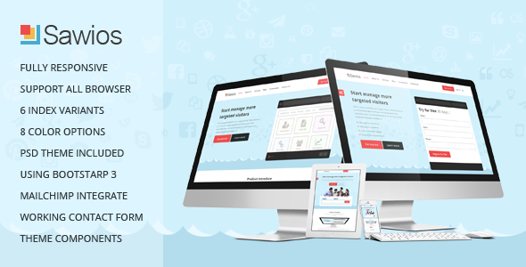 Sawios landing page template for marketing software
           TFx