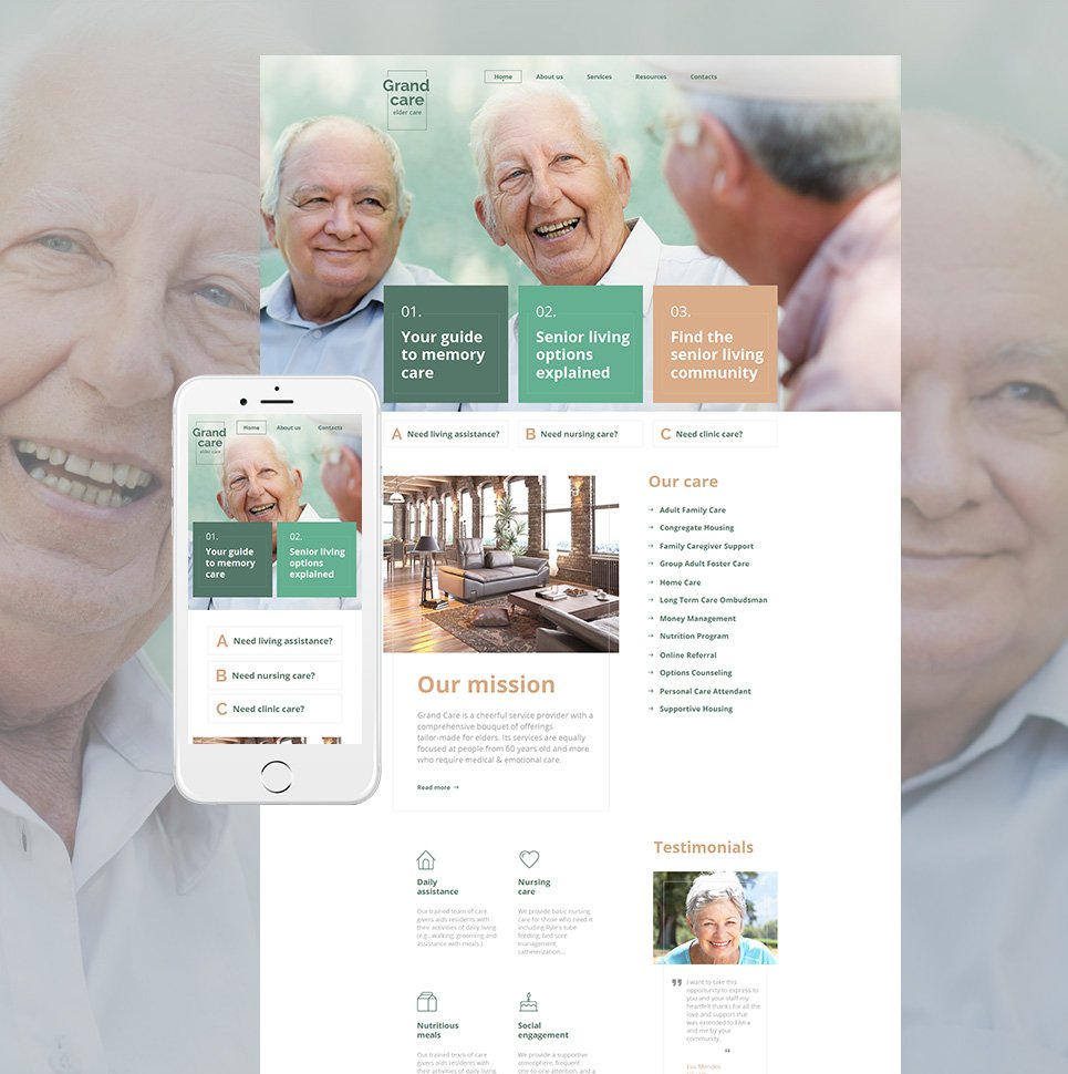 Elderly Care Moto CMS HTML Template TMT