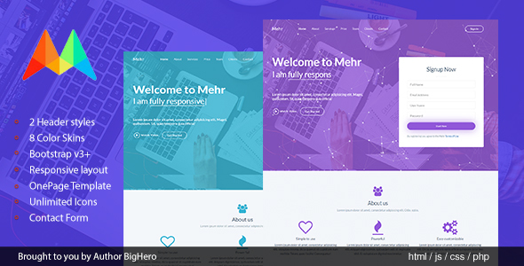 Mehr - Startup Landing Template
           TFx