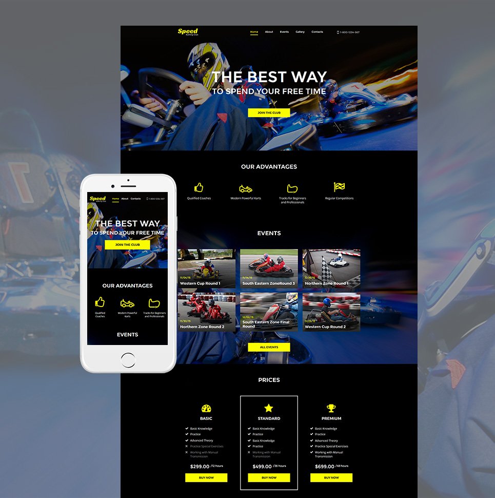 Karting Responsive Moto CMS HTML Template TMT