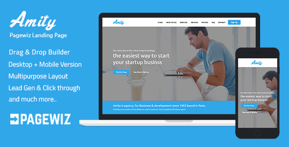 Pagewiz Responsive Landing Page Template - Amity
           TFx