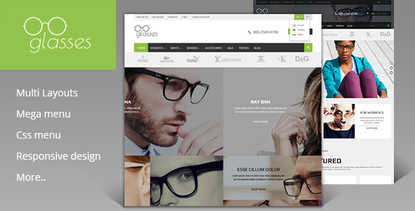 Glasses Shop - Magento Theme
           TFx