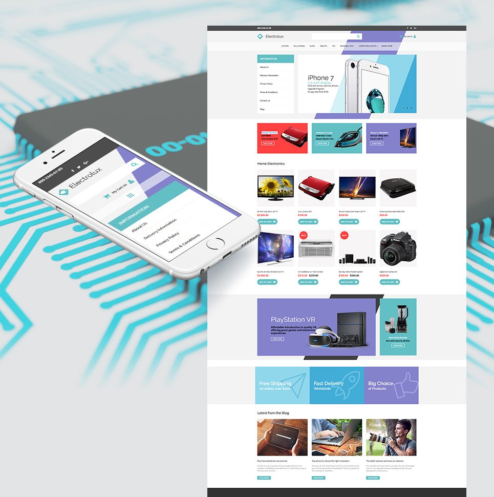 Electronics Store Responsive MotoCMS Ecommerce Template TMT Josephus Preston