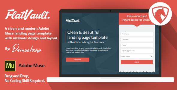 Flatvault - Muse Landing Page Template - Muse Templates  TFx Lewin Reg