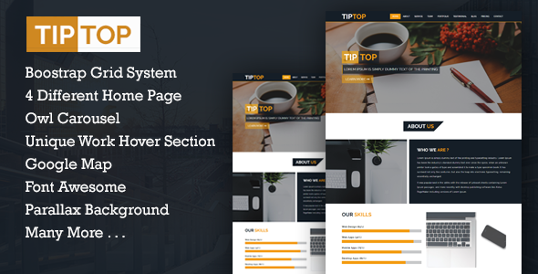 TIPTOP - Multipurpose One Page Template - Corporate Site Templates TFx Andrew Clay