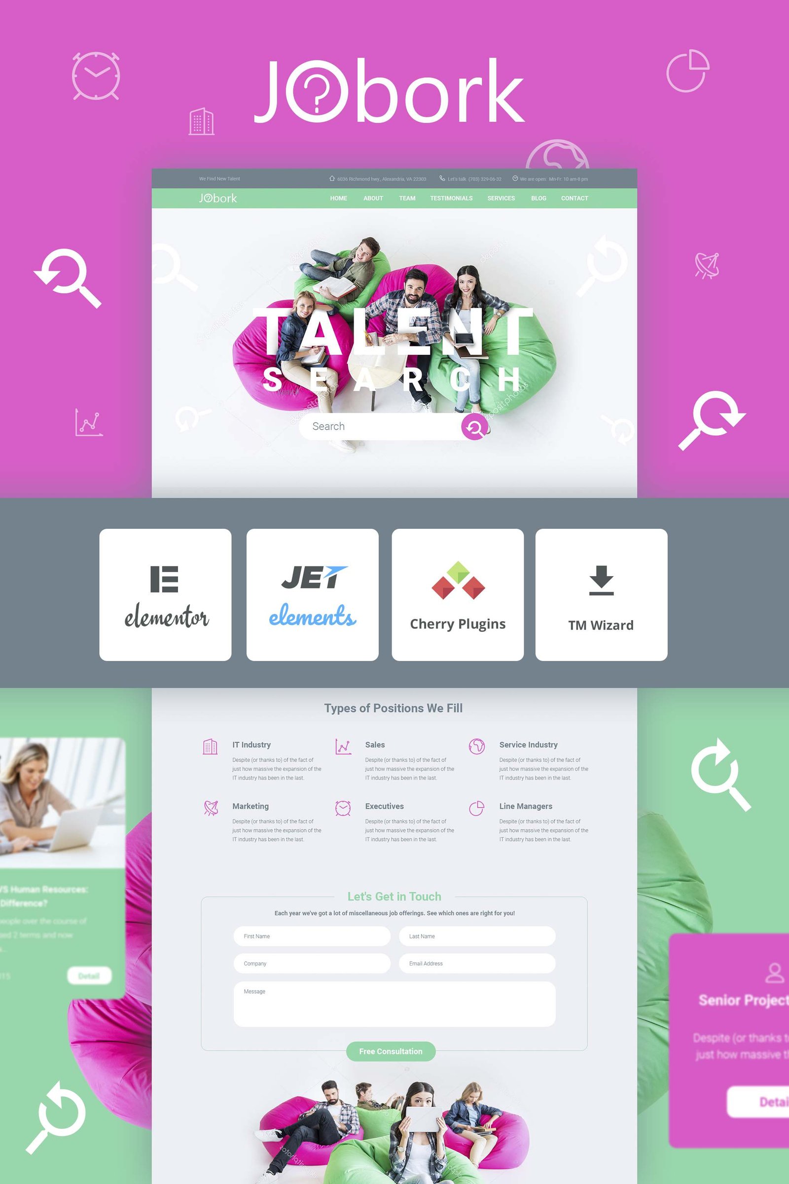 Jobork - Job Portal Template WordPress Theme TMT Brand Emil