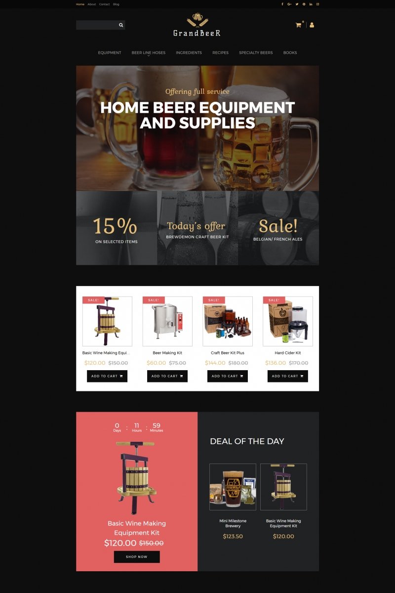 Brewery Responsive MotoCMS Ecommerce Template TMT Samson Hinata