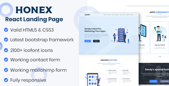 HONEX - Boostrsp 4 React Apps Landing Page
       TFx Vance Jiro
