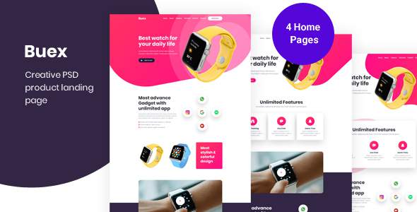 Buex- Product Landing Page PSD template TFx