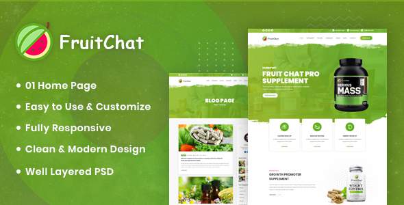Fruitchat - Supplement Landing PSD Template TFx