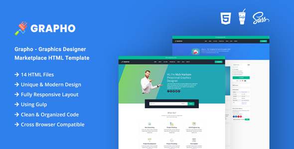 Grapho - Graphics Designer Marketplace HTML Template TFx
