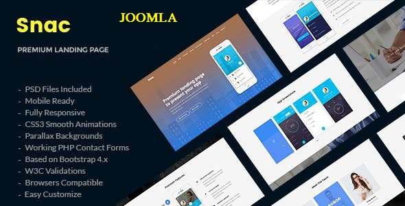 Snac - Premium Responsive App Landing Page Joomla Template TFx 