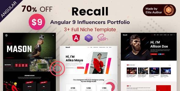 Recall - Angular 9 Influencers Portfolio Template TFx