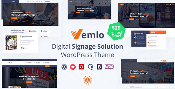 Vemlo - Signage Services WordPress Theme TFx