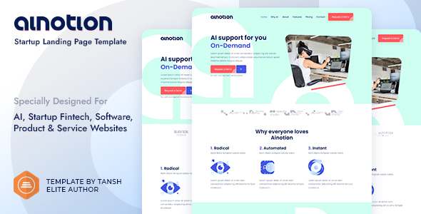 Ainotion Startup Landing Page Template TFx