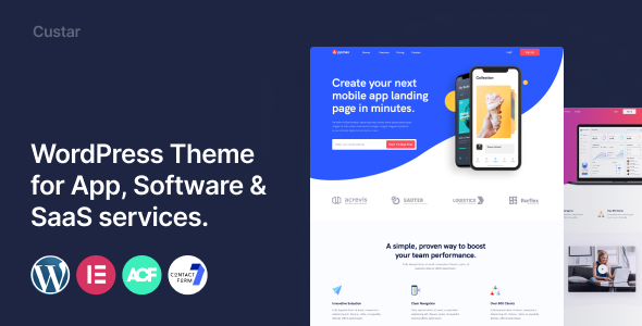 Custar - Software amp App Landing TFx WordPress