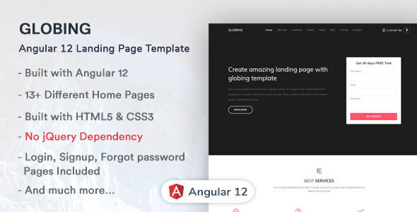 Globing - Angular 12 Landing Page Template TFx